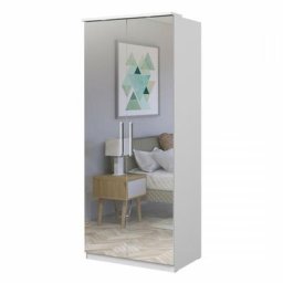 Armoire 2 portes avec miroir pour dressing collection modulo coloris blanc avec led et pack 3