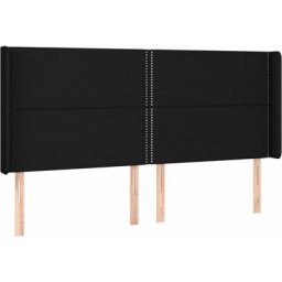 Vidaxl - Tête de lit avec oreilles Noir 203x16x118/128 cm Tissu Black