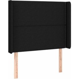 Tête de lit avec oreilles Noir 83x16x118/128 cm Tissu Vidaxl Black