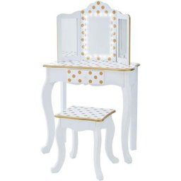 Coiffeuse enfant en bois table maquillage miroir éclairage tabouret Fantasy Fields Teamson