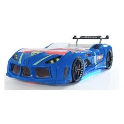 Lit voiture turbo V8 bleu à Led 90x190 cm