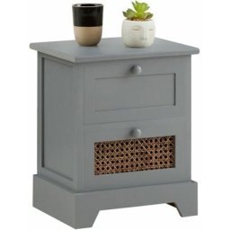 Table de chevet rani petite commode de nuit avec 2 tiroirs, style vintage bohême, en bois de