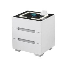 Table de chevet avec 3 tiroirs, Meuble de chambre à coucher avec lumière led réglable, Blanc2
