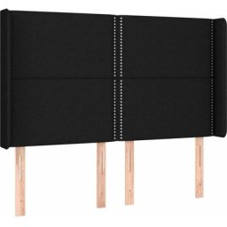 Tête de lit avec oreilles Noir 147x16x118/128 cm Tissu Vidaxl Black