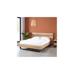 Lit 2 personnes 160x200 cm naturel et noir - felix