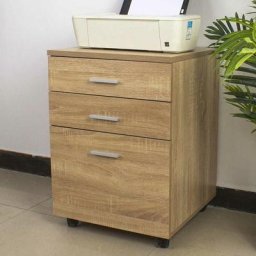 Bureau Bureau Commode Bois MDF Meuble Imprimante 3 Tiroirs Chêne
