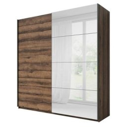 Armoire design 2 portes 200cm couleur chêne foncé. Collection EOS - Marron - Bois