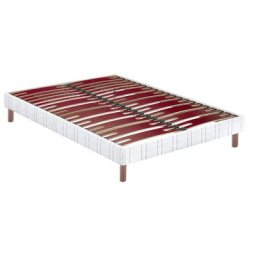 Sommier Bultex confort morphologique bi-lattes 14 cm + pieds 2x80x200 - Blanc