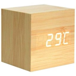 Réveil en Bois Mini Horloge Numérique avec Affichage De L'Heure De La Température Luminosité à 3