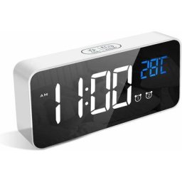 Réveil Numérique, Alarm Réveil led avec Fonction Snooze, Charge des Ports usb (Blanc)