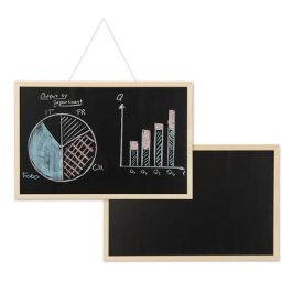 Tableau craie avec cadre en bois, lot de 2, lavable, pour bureau, pense bête à accrocher au mur, 40