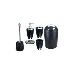 Jeu de 6 accessoires de salle de bain Dont distributeur de savon, brosse de wc et porte-brosse Noir