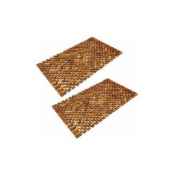 Olhetc - 2x Tapis de salle de bain - tapis de sol antidérapant en bois d'acacia - 80x50cm
