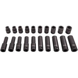 20pcs Douilles à Chocs De 10 à 19mm Pans Longues 1/2"" Pour Clé à Choc Impact