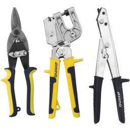Lot de 3 outils pour plaquiste, kit du plaquiste 3 pièces - cisaille/grignoteuse/pince à sertir