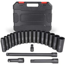 20PCS 1/2 Drive Metric Long Chrome Vanadium Steel Impact Sleeve Set Neutral 1 outer box of 3 sets