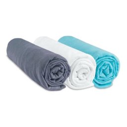 Bbla - Drap housse 70x160 Bébé Gris Blanc Turquoise