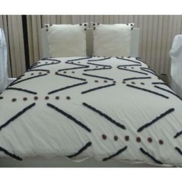 Parure tufté Ori 240x220 cm en coton lavé Atmosphera créateur d'intérieur - Noir et blanc