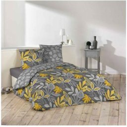 Douceur D'intérieur - Housse de couette 240x220 + 2 taies Woody microfibre - Jaune