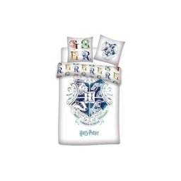Housse de Couette Enfant Ecole de Magie - Parure de Lit - Blanc - Harry Potter