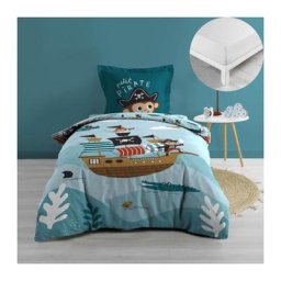 Pack housse de couette enfant 140 x 200 cm Moussaillon + drap housse 90 x 190 x 30 Blanc - Blanche