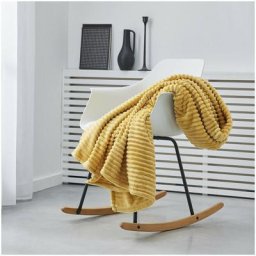 Couverture Plaid Côtelé Xl Doux Moelleux et Chaud – 150x200cm – Uni - 150x200 cm - Ocre.
