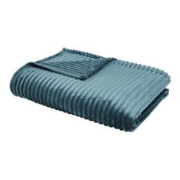 Couverture Plaid Côtelé Xl Doux Moelleux et Chaud – 150x200cm – Uni - 150x200 cm - Bleu Paon.