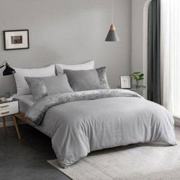 Parure de Lit avec Bande en Velours Ecrasé 1 x Housse de Couette 200x200 cm 2 Personnes et 2 x