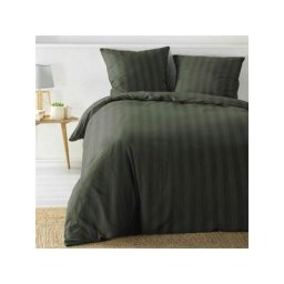 Parure de Lit - Cléo uni Housse de Couette 240 x 220 cm + Taies d'Oreiller - Kaki.