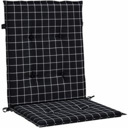 Coussins de chaise à dossier bas lot de 2 noir à carreaux tissu Vidaxl Black and white