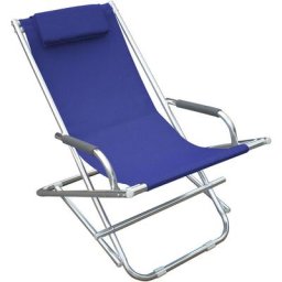 Transat tubulaire Playa en aluminium et tissu textile'ne bleu pour bain de soleil et piscine