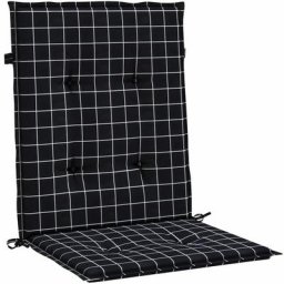Coussins de chaise à dossier bas lot de 4 noir à carreaux tissu Vidaxl Black and white