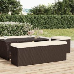 Banc pouf avec coussin Banc de jardin Banc de table de séjour marron 110x30x40 cm résine tressée