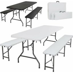 Arebos - Ensemble de Table de Camping Pliante Aspect rotin Tente à bière Banc en rotin Optique pour