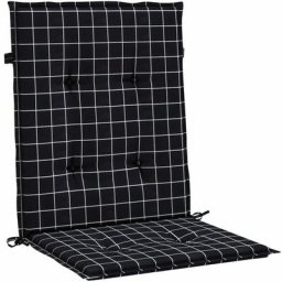 Coussins de chaise à dossier bas lot de 6 noir à carreaux tissu Vidaxl Black and white