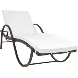 Bain de soleil Chaise de jardin Transat de jardin - avec coussin Résine tressée Marron BV909195