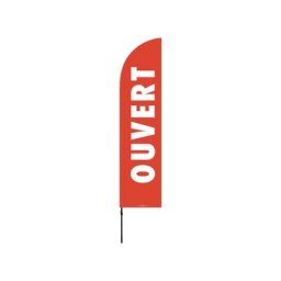 Drapeau publicitaire 'ouvert' de dimensions 255 x 60 cm avec mât - Multicolore