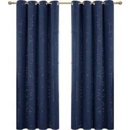 Lot de 2 Rideaux Argenté Motif Ligne et Cercle, Occultant Chambre Adult, Thermique Anti Froid à