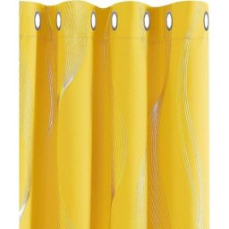 Lot de 2 Rideaux Occultant Thermique Anti Froid Motif Ligne Argenté Intérieur à Oeillets, Rideau