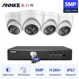 Annke - 5MP Super hd Système de caméra de sécurité dvr 8CH 5-en-1 avec caméras pir extérieures 4