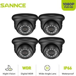 Sannce - Caméra de sécurité 1080pcaméra dôme tvi vision nocture 20m weatherproof IP66 – 4 x caméra