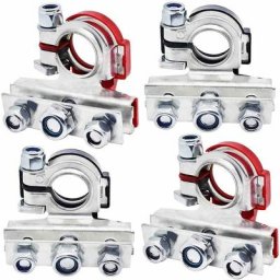 Lot de 4 bornes de batterie de voiture - En cuivre galvanisé - Pour bornes de batterie positive