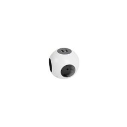 Hub Multi usb avec 2 ports usb - 3500W - blanc et gris foncé - prise de terre - Perel