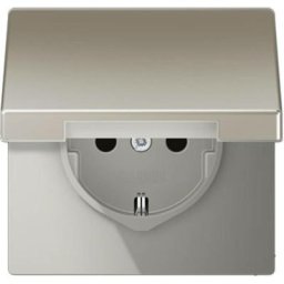 Jung - simple Insert Prise avec cache rabattable acier inoxydable ES1520KIKL