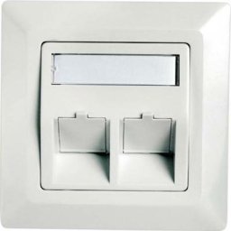 Prise réseau encastré, goulotte insert avec plaque centrale et châssis non équipé 2 ports