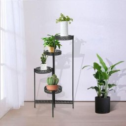 Aqrau - Métal Étagère à Fleurs, Étagère Plante Métallique de 4 Niveaux Escalier, Support Pot de
