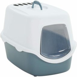 Vidaxl - Bac à litière à chat et couvercle Blanc et bleu 56x40x40 cm pp n/a