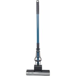 Balai éponge essoreur avec manche téléscopique - Gris et bleu - H 70/115 cm - Livraison gratuite