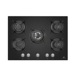Continental Edison - Table 5 foyers Gaz verre noir - Noir