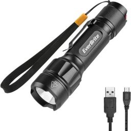 Lampe de Poche Tactique led Rechargeable 800 Lumens, avec 6 Modes, IP44 Etanche, Lampe Torche